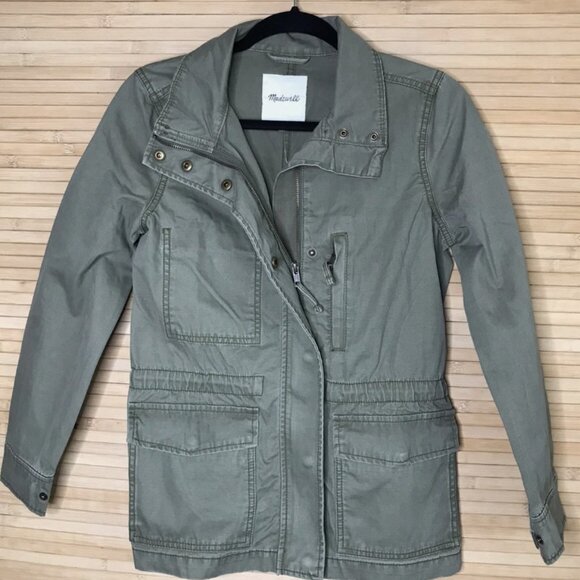Madewell Passage Utility Jacket-Olive Green, Khaki--Size XS - Picture 2 of 6